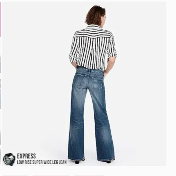 Express Super Wide Leg Low Rise Jeans - size 8L - Picture 3 of 6